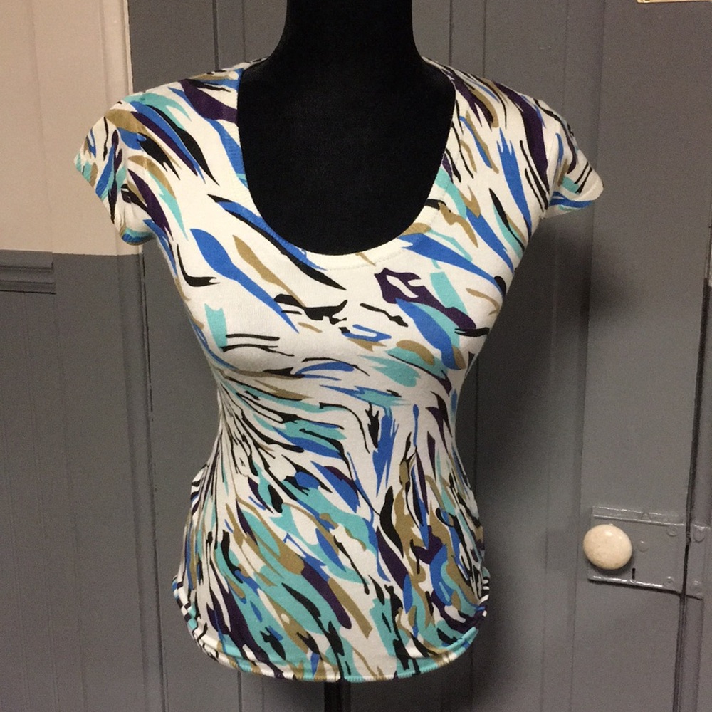 Willi Smith Printed Short Sleeve Sweater